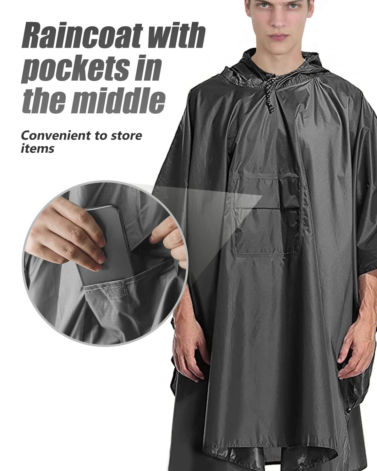 Victoper Waterproof Poncho Adult, Reusable Rain Poncho Adult Waterproof Poncho Waterproof Adult Lightweight Waterproof Raincoat for Outdoor Hiking Camping Cycling Traveling