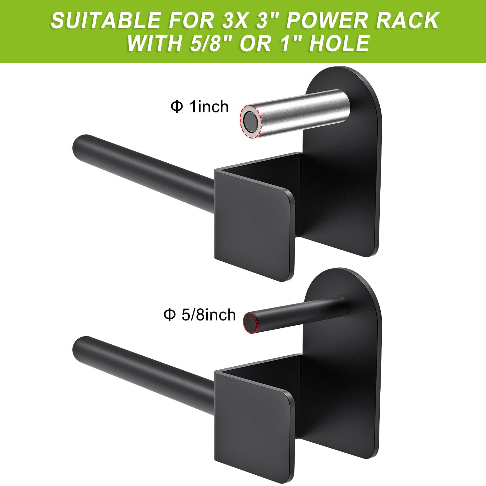 Kipika 3x3 Power Rack Weight Plate Holders - Heavy-Duty Steel, Supports Up to 300 lbs. Each - Universally Fits 3x3 Racks with 1" or 5/8" Holes -