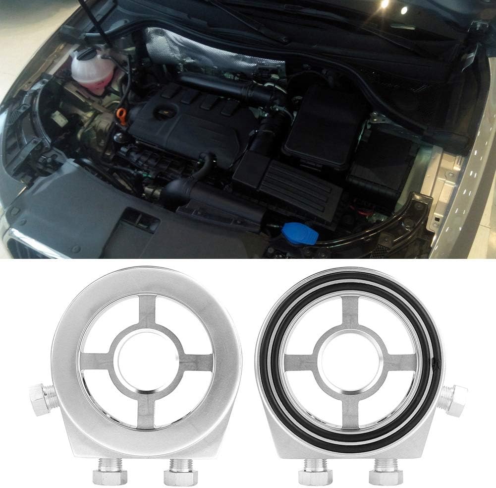 TKSE Oil Filter Sandwich Plate, Silver Aluminum Universal Oil Filter Temperature Cooler Gauge Sandwich Plate Adapter