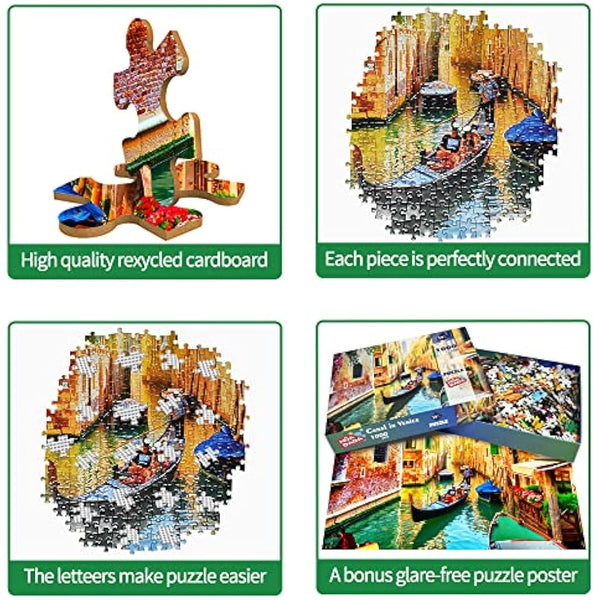 Jigsaw Puzzles for Adults 1000 Piece Jigsaw Puzzles for Adult,JigsawPuzzle 1000 Pieces for Adults Challenging Puzzle Games（Beautiful scenery of Venice canals）