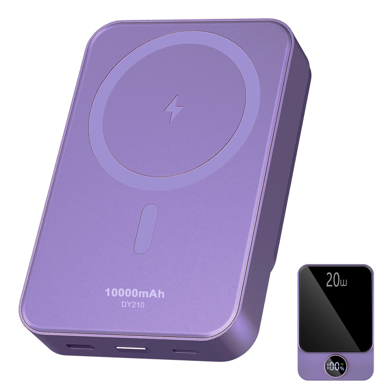 Magnetic Power Bank 10000mAh，20W Fast Charging Portable Charger, Wireless Power Bank with LED Display, Small USB-C Battery Pack with Mag-safe for iPhone 16/15 Plus/Pro/Max,14/13/12 Series,Black