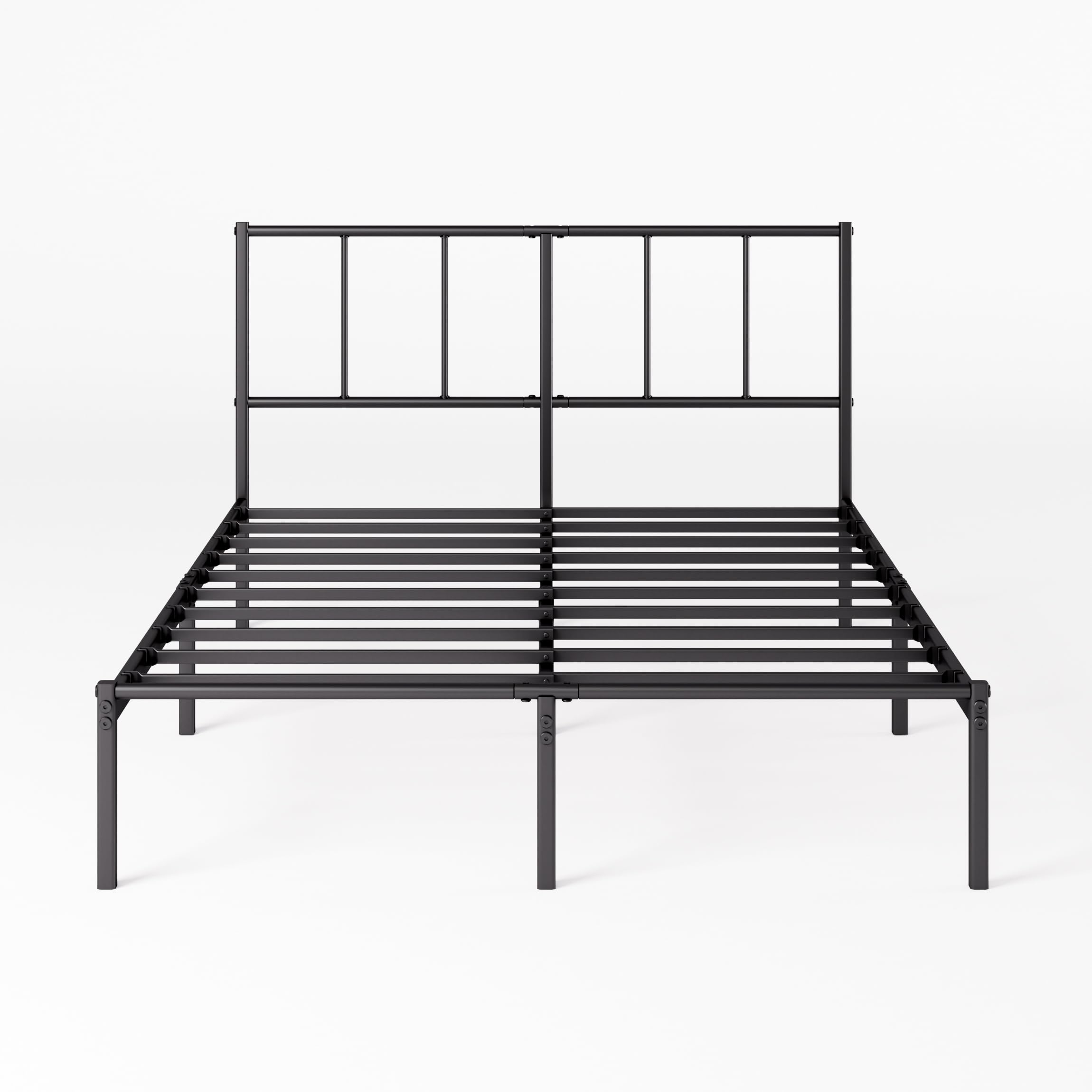 ZINUS Justin Double Bed frame - Bed 135x190 cm - 36cm Height - Metal bed frame with Underbed storage and steel slat support - Black