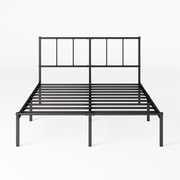 ZINUS Justin Double Bed frame - Bed 135x190 cm - 36cm Height - Metal bed frame with Underbed storage and steel slat support - Black