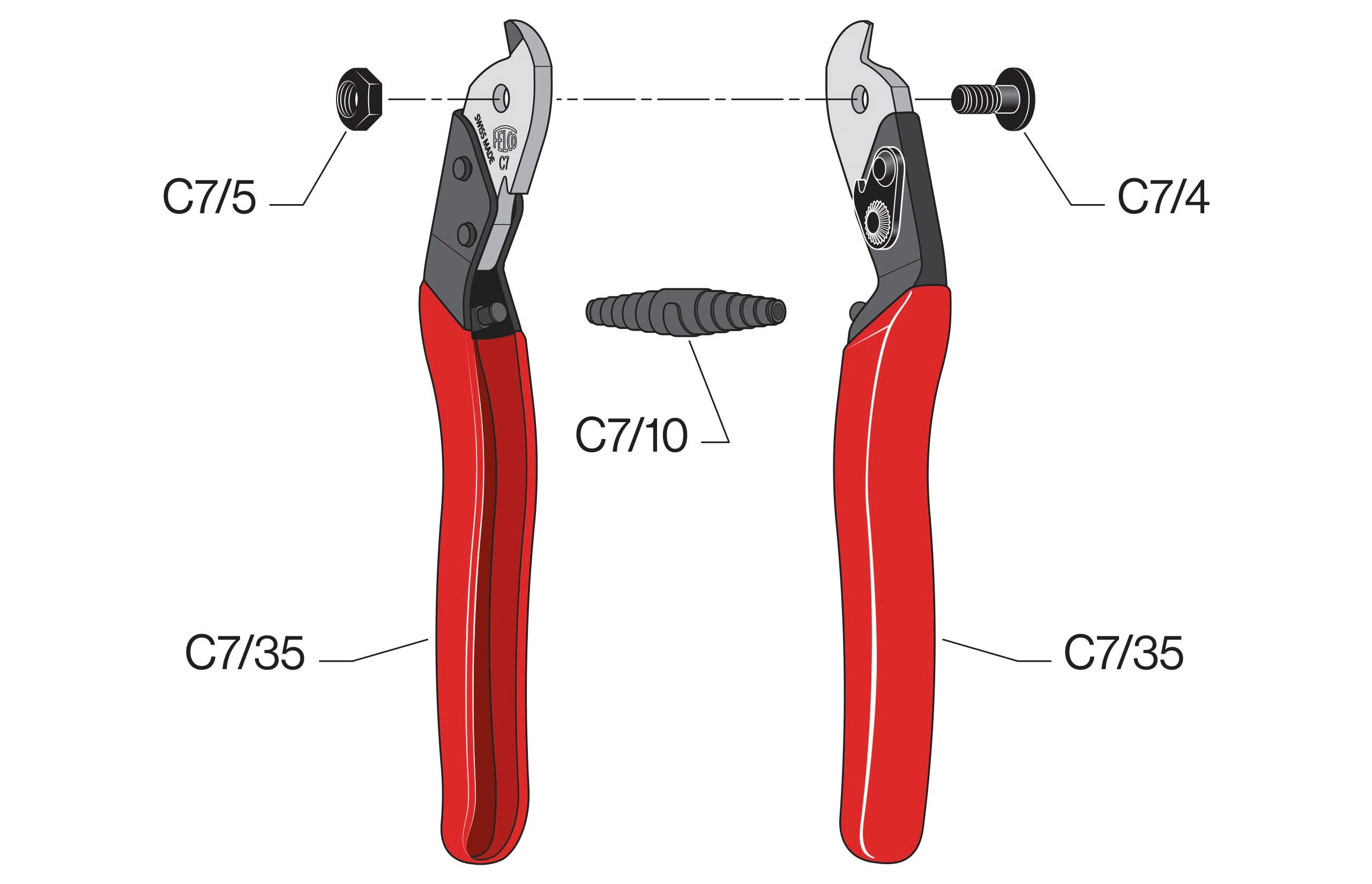 Felco Wire Cutter Model C7 One Handed Operation Triangular Cutting System Cuts 7mm Wire and Cable Without Squashing Dinghy Sailing Rigging Yacht