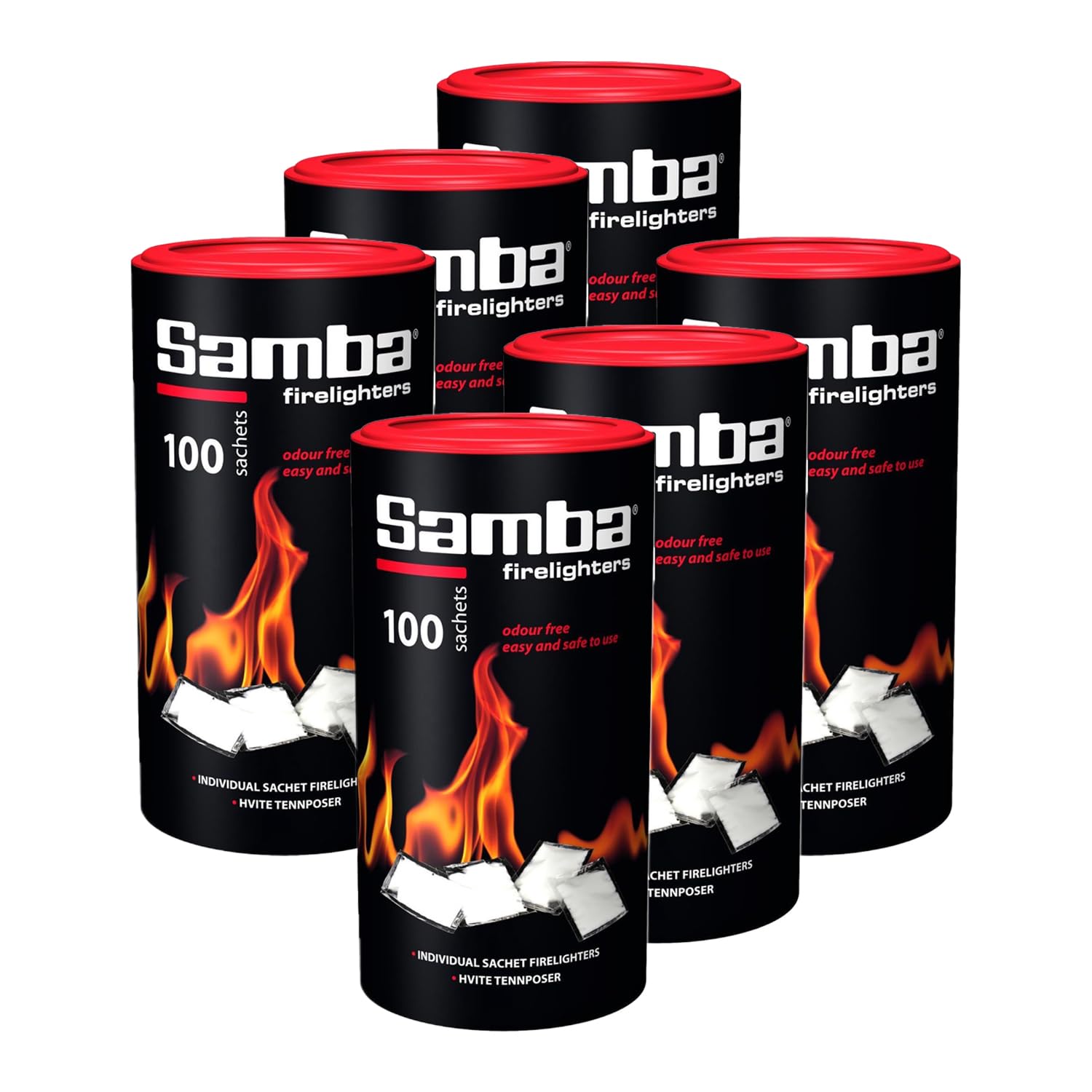 600 Samba Firestarters Firelighters Sachets - Odourless Burning & Easy to Light - For BBQs Barbecues Wood Burner Wood-Fired Ovens Stoves Fireplaces &