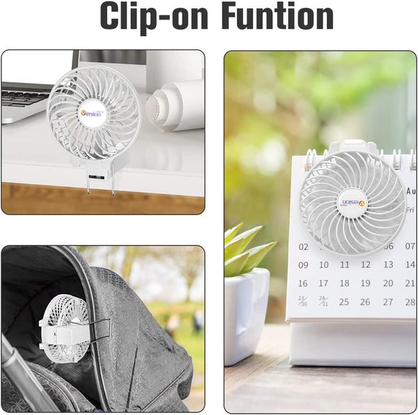 VersionTech Hand Held Fan,Portable Handheld USB Rechargeable Fans with 3 Speeds,Battery Operated Electric Powered Mini Foldable Desk Desktop Fans for Home Office Ceiling Travel Black