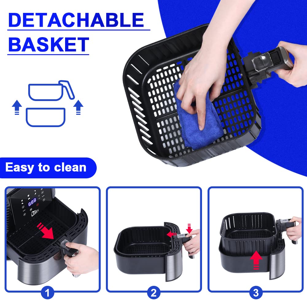 Air Fryer, Uten 5.5L Oil Free Air Fryers Oven for Home Use, LED Screen with Digital Display, Timer and Fully Adjustable Temperature Control for