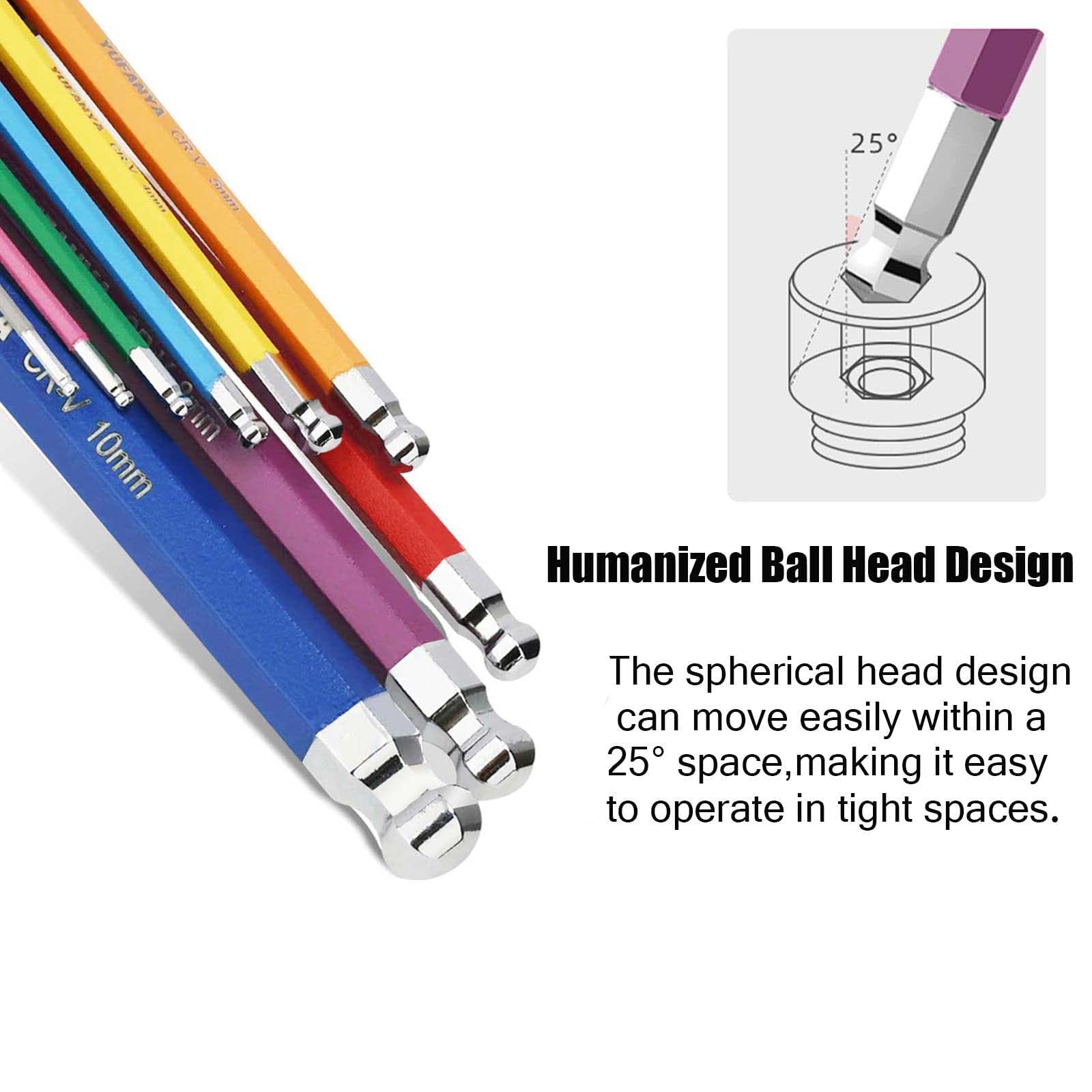 18PCS Allen Key Set,Metric Ball End Allen Hex Key Set and Torx/Star Key Set with Colour Coding,Sizes T10-T50,1.5mm-10mm for Furniture Assembly,Bike,Motorcycle Maintenance,Household DIY,Case Package