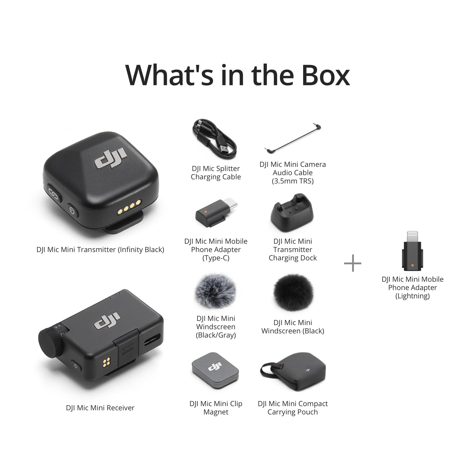 DJI Mic Mini (2 TX + 1 RX + Charging Case), Wireless Lavalier Microphone, Detail-Rich Audio, 48h Use, Noise Cancelling, Automatic Limiting, Bluetooth Microphone for Camera/iPhone/Android, Vlog