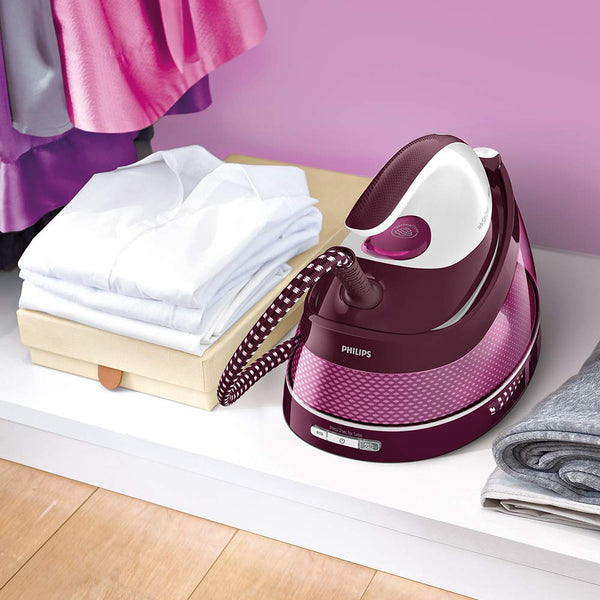 Philips PerfectCare Compact Steam Generator Iron, 1.5L Water Tank, Energy Saving, ECO Mode, No Burns with OptimalTEMP Technology, SteamGlide Soleplate (GC7840/26)