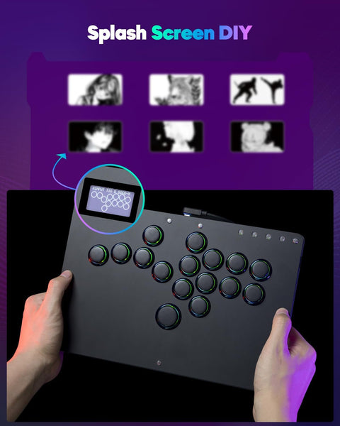 Sehawei Arcade Stick R16 All-Button Arcade Controller 16Keys for PC/Ps3/Ps4/Switch/Steam,Fight Stick for Fighting Games with Custom RGB & Turbo Functions & Hot Swap Black