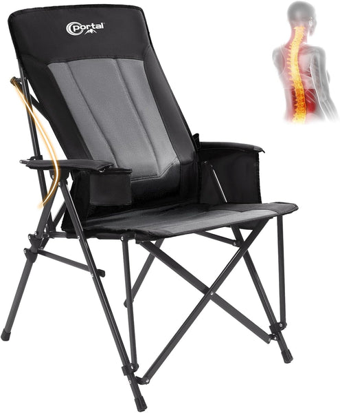 Portal Folding Camping Chair for Adults High Back Heavy Duty 180KG Load Foldable Garden Picnic Festival Collapsible Chair Oversized Hard Armrests Mesh Back Portable for Fishing Beach Patio