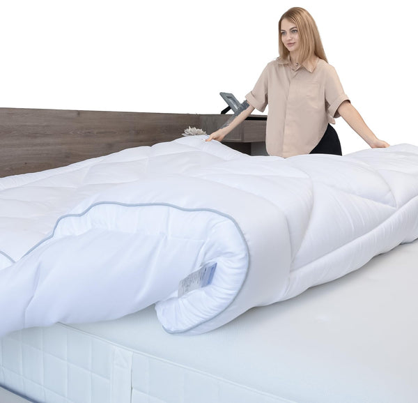 ACRALI HOME Luxury Thick Mattress Topper Double Bed – 4 Inch Extra Thick, Hotel Quality, Quilted and Breathable Topper with Elasticated Corner Straps for Superior Comfort and Fit