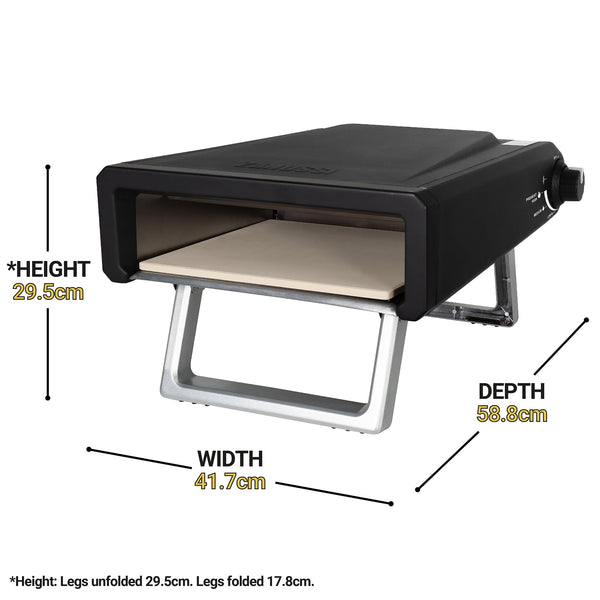 Zanussi ZPO1BPC Outdoor 12 Inch Wood Pellet Portable Wood Fired Pizza Oven with Paddle and Cover in Black, BBQ Oven & Smoker, Stainless Steel Foldable Legs