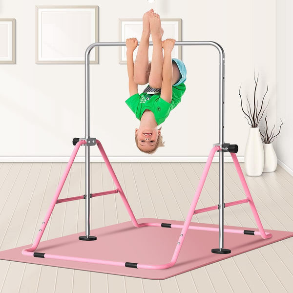 FBSPORT Gymnastics Bar, Folding Horizontal Bar Gymnastics Equipment for Kids Home Training, Expandable Gymnastics Training Bar Junior with Adjustable Height for Girls Boys