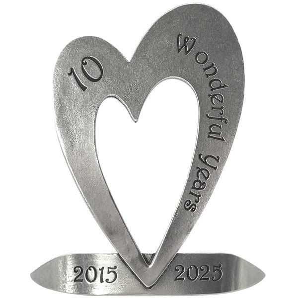 English Pewter Company 10th Tenth Tin Ten Year Wedding Anniversary Heart Keepsake Gift Personalised With Your Years [ANN100]