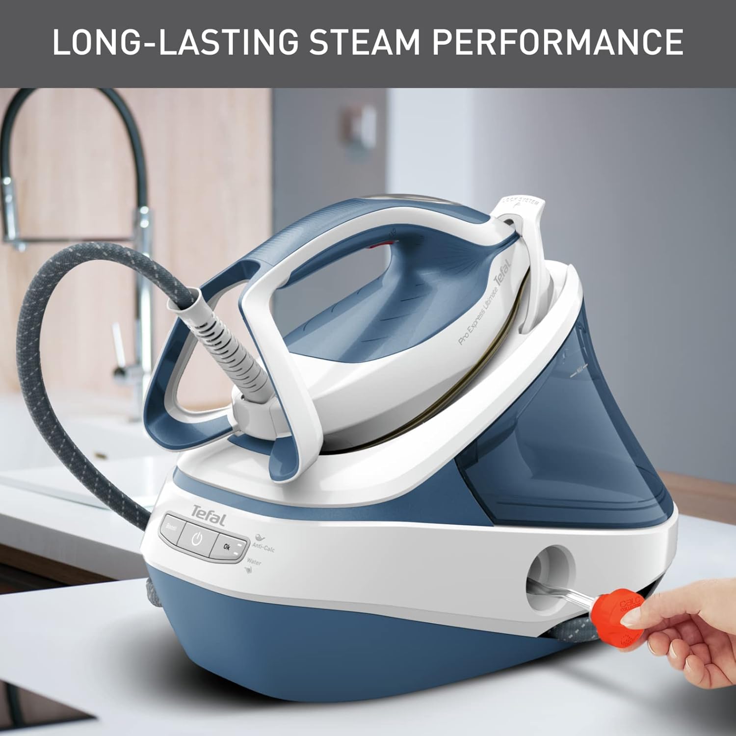 Tefal Pro Express Ultimate II, GV9710, High Pressure Steam Generator Iron, 2700W, 580g/min Steam Boost, 155 g/min cont. steam output, 7.6 Bar Pressure, GV9710 Pro Express Ultimate II, Blue & White