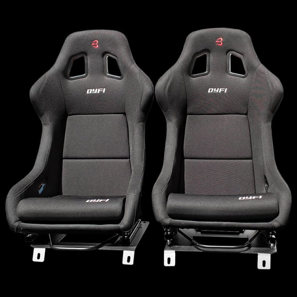 Set of Barbarian Fixed Bucket DYFI Racing Seats for MX5 Mk3 (NC Chassis) Mazda, Black Felt, Track, Race, Drift
