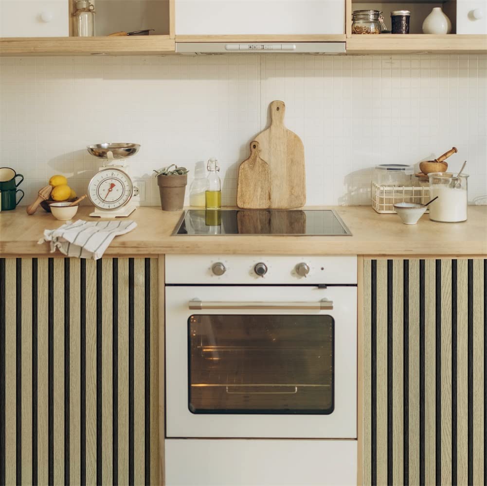 myforHD Self-Adhesive Wood Grating Wallpaper Wood Stripe Grain Natural Wooden Slats Wallpaper Peel and Stick Contact Paper PVC Vinyl Film Removable Waterproof