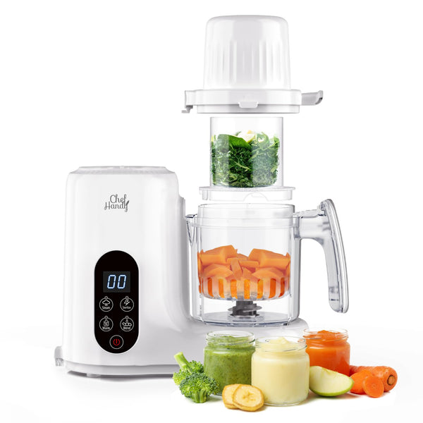 Chefhandy Baby Food Maker, 5 in 1 Baby Food Processor with Stainless Steel Steam Basket, Food Puree Maker with Steamer, Blender, Bottle Warmer Function, Auto Cooking & Grinding, Touchscreen (Green)