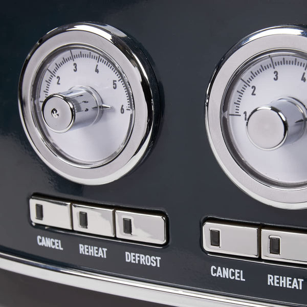 Haden Jersey Steel Blue Toaster 4 Slice  Dual Control With Adjustable Browning Controls - Self Centring Function - Reheat And Defrost Functions