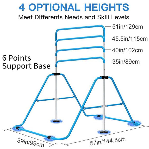 EVERYMILE Gymnastics Bars, Junior Training Kip Bar Gymnastics Equipment for Home,Adjustable Height Folding Horizontal Bar with Gymnastic Rings for Kid