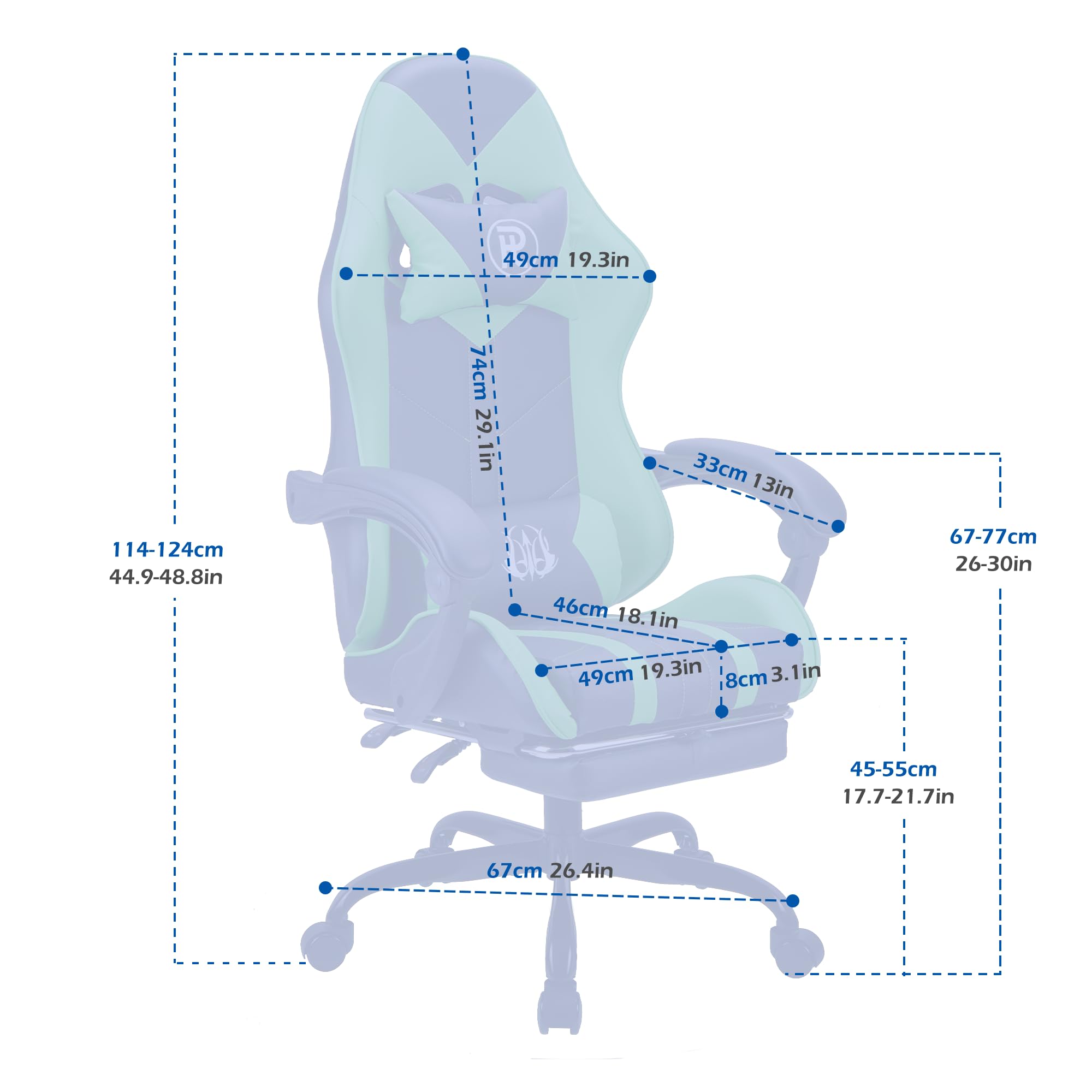 Play haha.Ergonomic reclining seat with footrest adjustable headrest and lumbar cushion high back support padded armrests PU leather finish for gaming home or office use