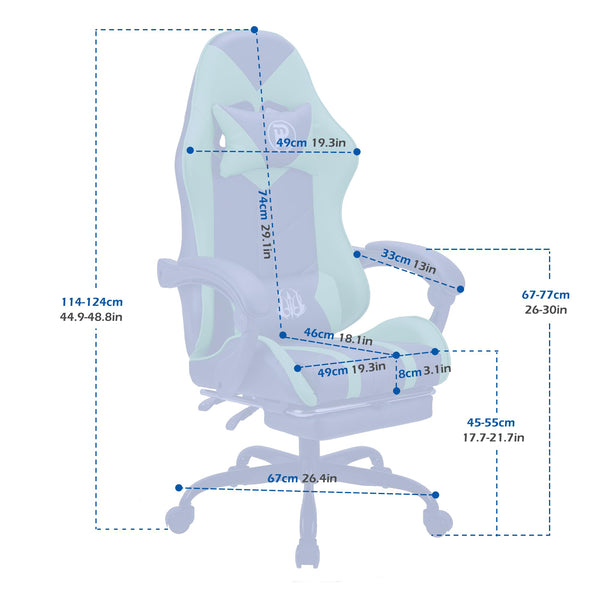 Play haha.Ergonomic reclining seat with footrest adjustable headrest and lumbar cushion high back support padded armrests PU leather finish for gaming home or office use