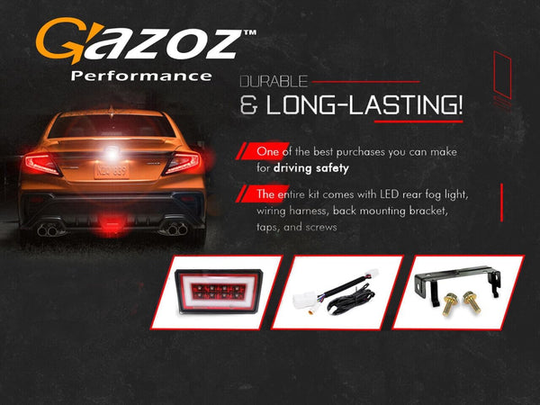 GAZOZ PERFORMANCE PNP+LED Rear Brake Light for 2011+Subaru WRX STI XV W/DRL White Bar - Red Lens F1
