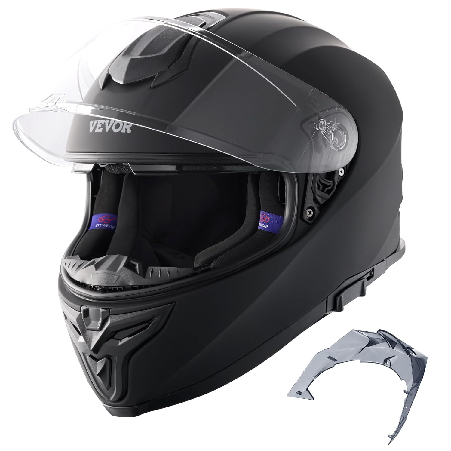 VEVOR Motorcycle Helmet, Full Face, Smart Street ABS & High Density Helmet with Bluetooth Slot & Interchangeable Lens, DOT Approved Comfortable Motocross Helmet, Fit for Youth & Adults
