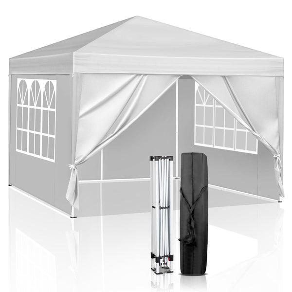 Bonnlo Pop Up Gazebo with Sides 3m x 3m, Easy Setup Instant Outdoor Canopy, Folding Garden Gazebo, Party Tent Grey
