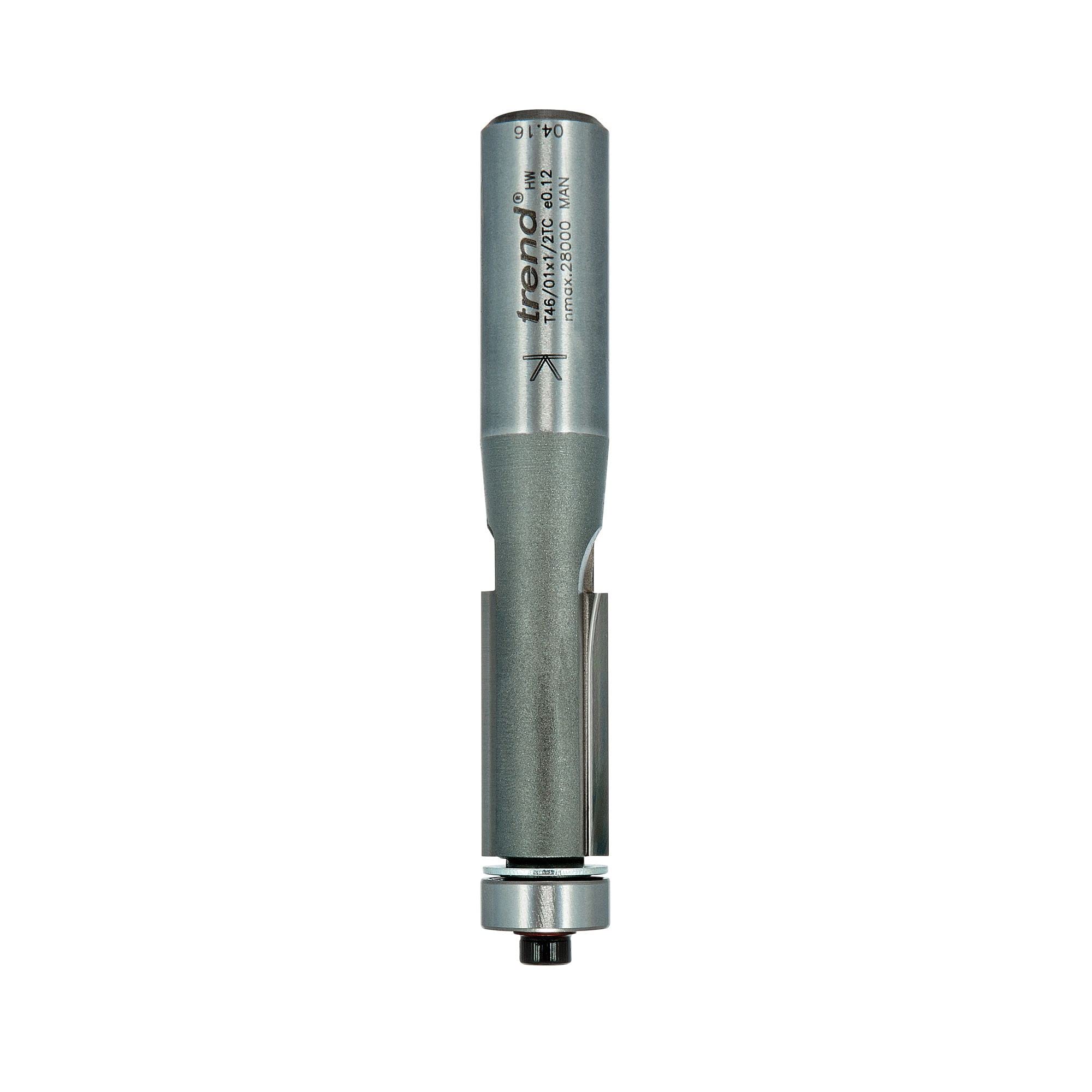 Trend Professional Guided Trimmer, 1/2 Inch Shank, 12.7mm Cut Diameter, 50mm Cut Length, Tungsten Carbide Tipped, 46/23X1/2TC