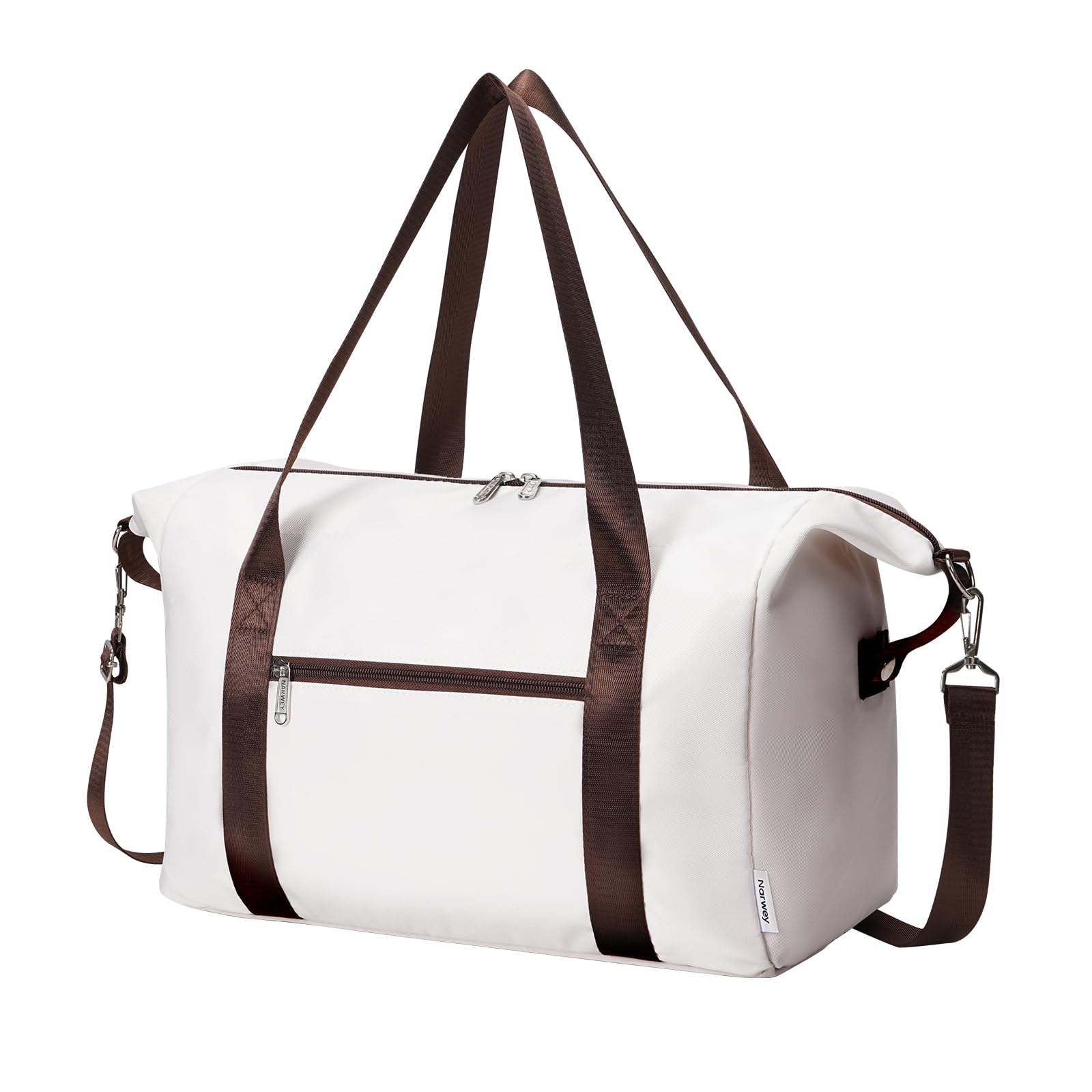 Narwey for Ryanair Cabin Bag 40x20x25 Underseat Ryan Air Bag Foladble Travel Duffel Hospital Carry on Hand Luggage Holdall Weekend Overnight Bag for Women and Men 20L (Beige with Green Straps)