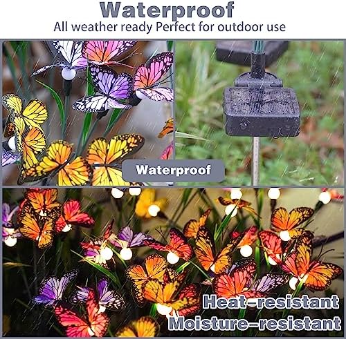 DooYard Solar Garden Lights, Upgraded Swaying Butterfly Light,Outdoor Light, Decorative Lights Yard Patio Pathway Decoration, Larger Solar Panel & Better Sway Effect (4 Pack)