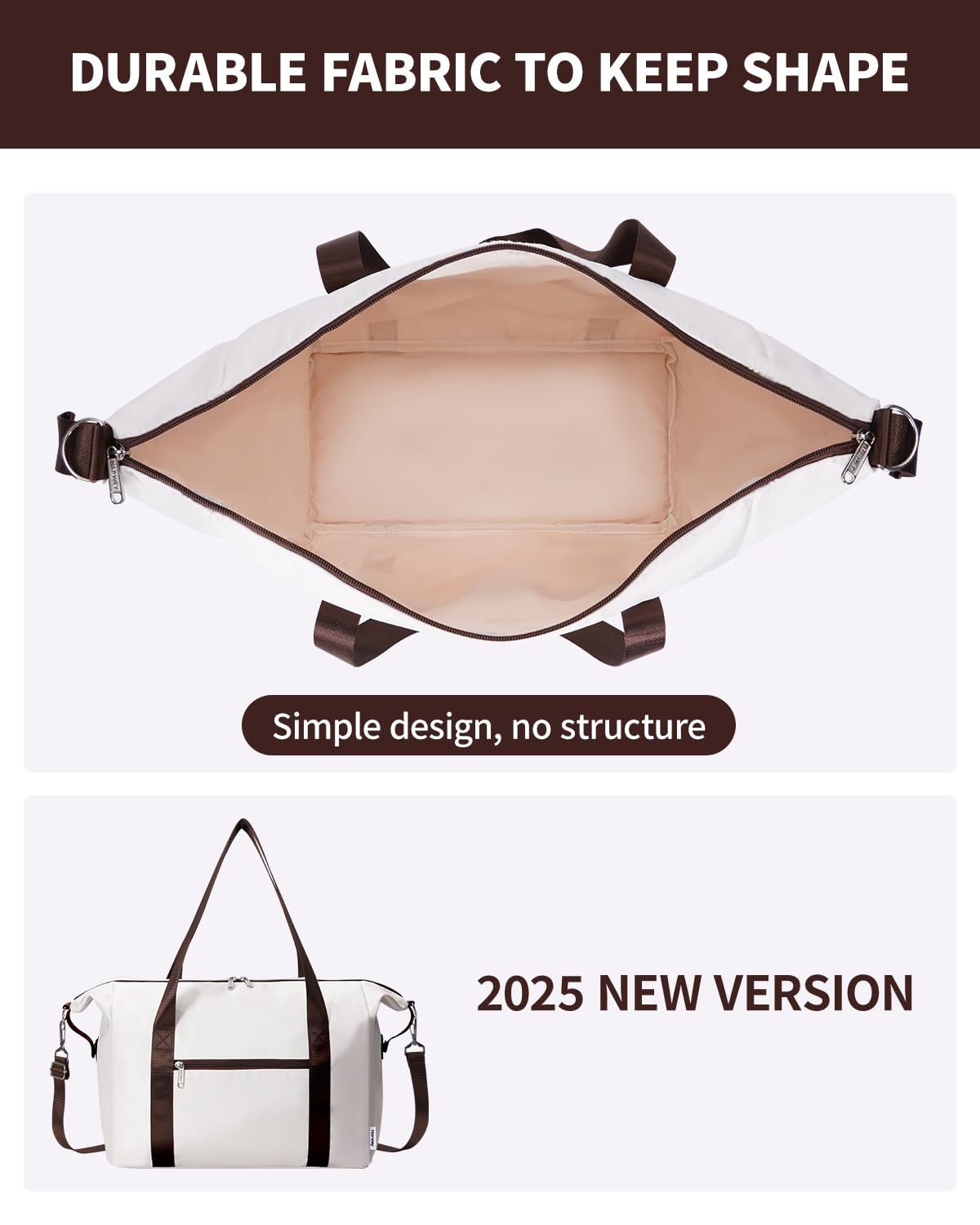 Narwey for Ryanair Cabin Bag 40x20x25 Underseat Ryan Air Bag Foladble Travel Duffel Hospital Carry on Hand Luggage Holdall Weekend Overnight Bag for Women and Men 20L (Beige with Green Straps)