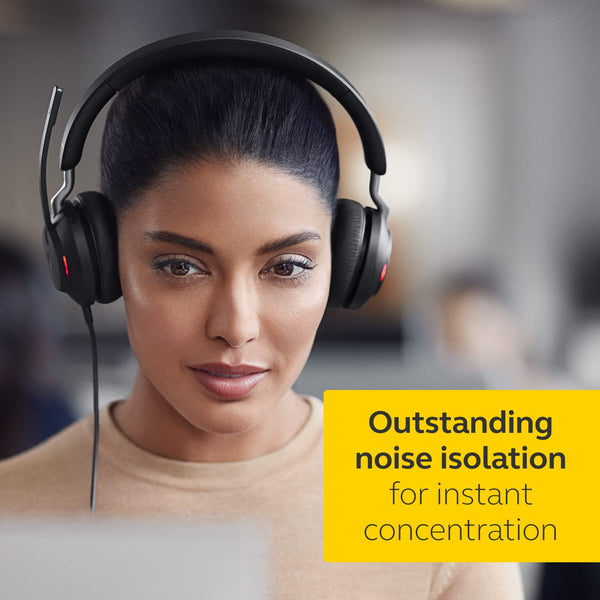 Jabra Evolve2 40 SE Wired Noise-Cancelling Stereo Headset With 3-Microphone Call Technology and USB-A Cable - MS Teams Certified, Works with All Other Platforms - Black