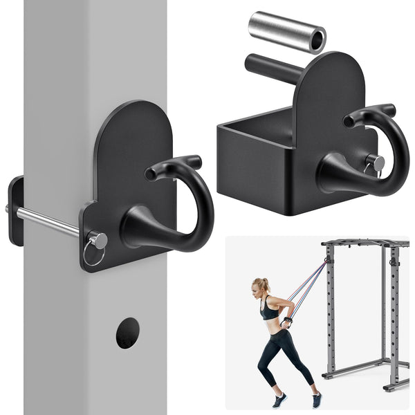 Kipika Heavy Duty Resistance Band Anchors - Fits 3"x3" Power Rack with 5/8" or 1" Holes, Rubber-Padded Steel Hooks for Home Gym, Strength Training,