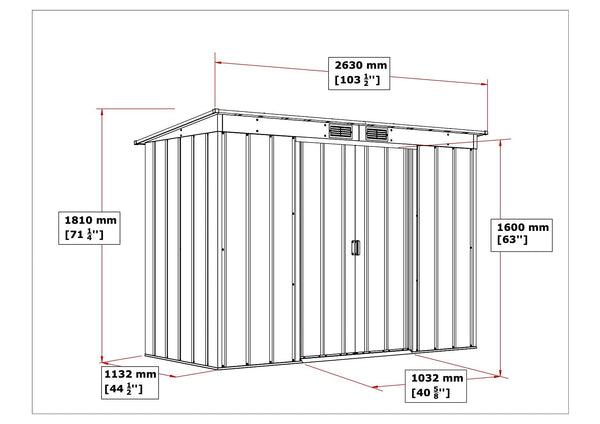 Duramax ECO 8 x 8 (6.35 m2) Metal Garden Storage Shed, Hot-Dipped Galvanized Metal Garden Shed, Tool Storage Shed, Strong Reinforced Roof Structure, Maintenance-Free Metal Shed, Anthracite
