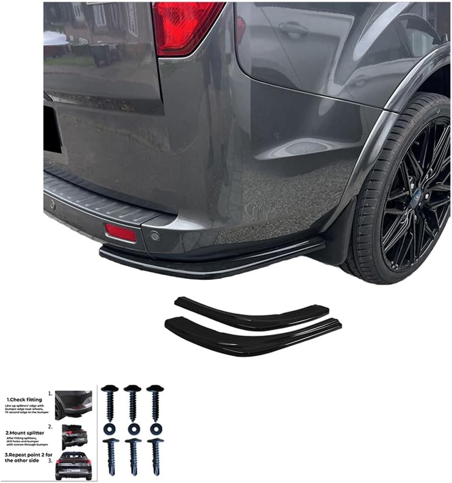 Oneway Rear Side Diffusors compatible with Ford Transit Custom MK1 Facelift 2018-2023 - Gloss black
