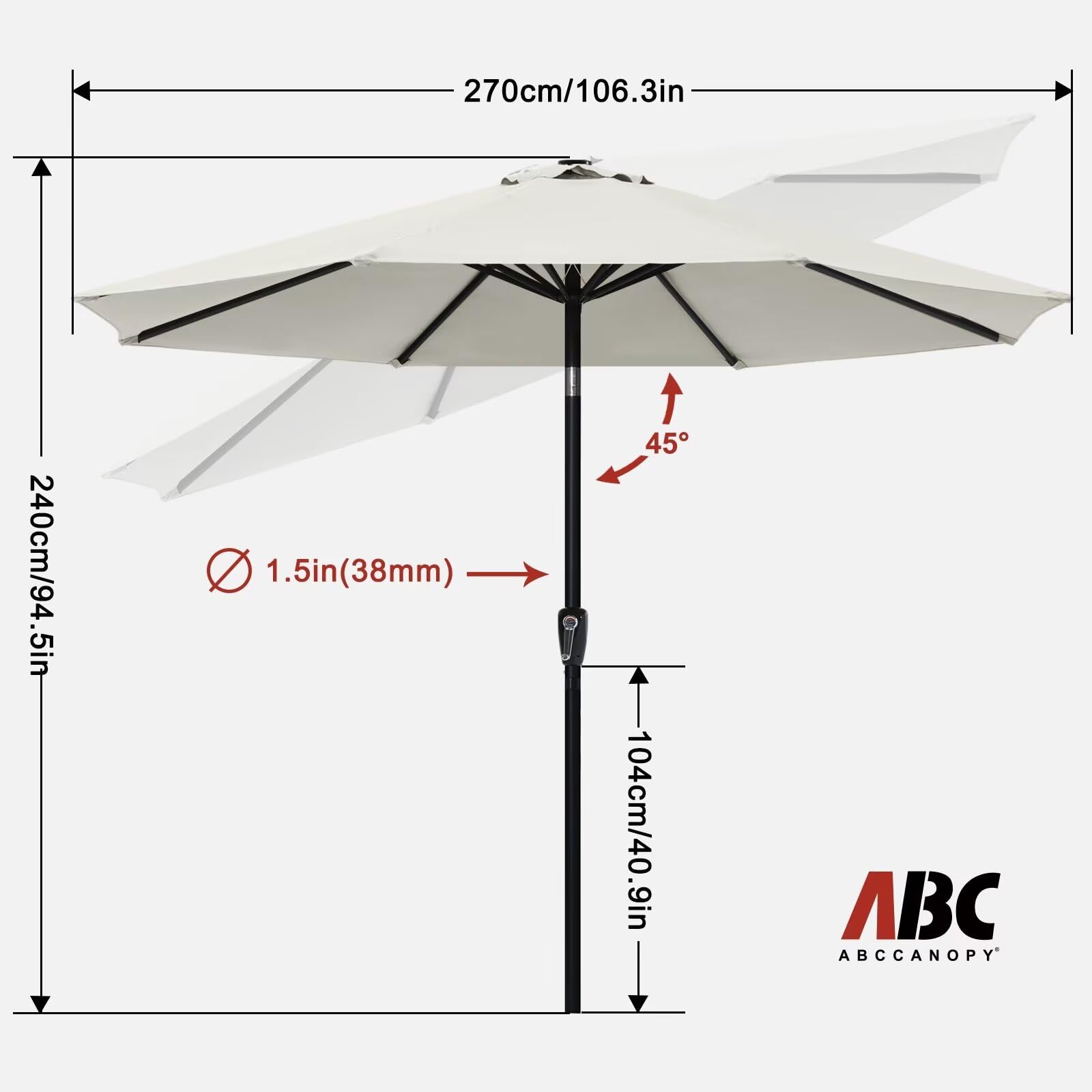 ABCCANOPY 9FT Cantilever Parasol, Gray