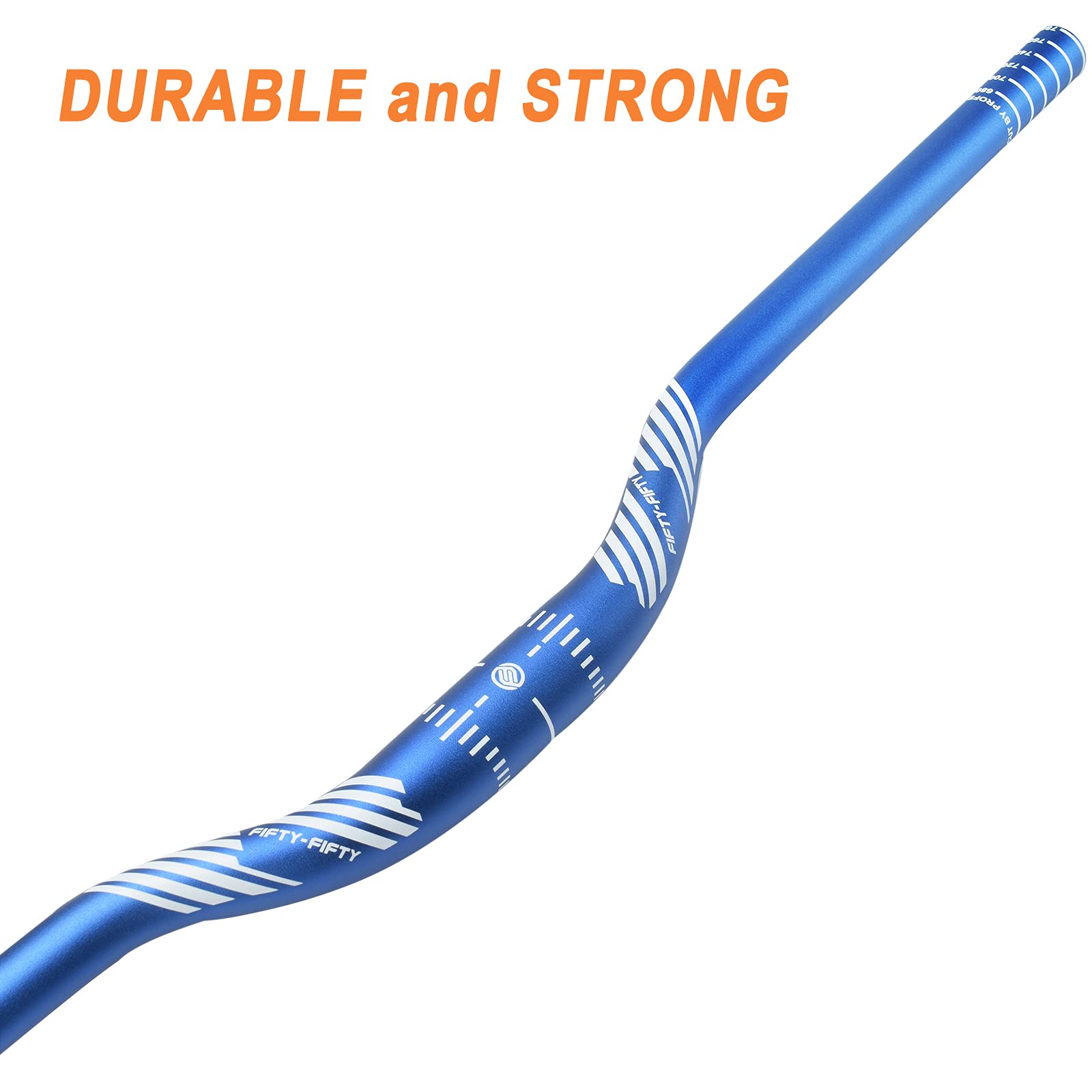 FIFTY-FIFTY Mountain Bike Riser Handlebar, Aluminum Alloy MTB Handlebar, 31.8mm Diameter, 780mm Wide Bicycle Bar (Blue, 35mm Rise)