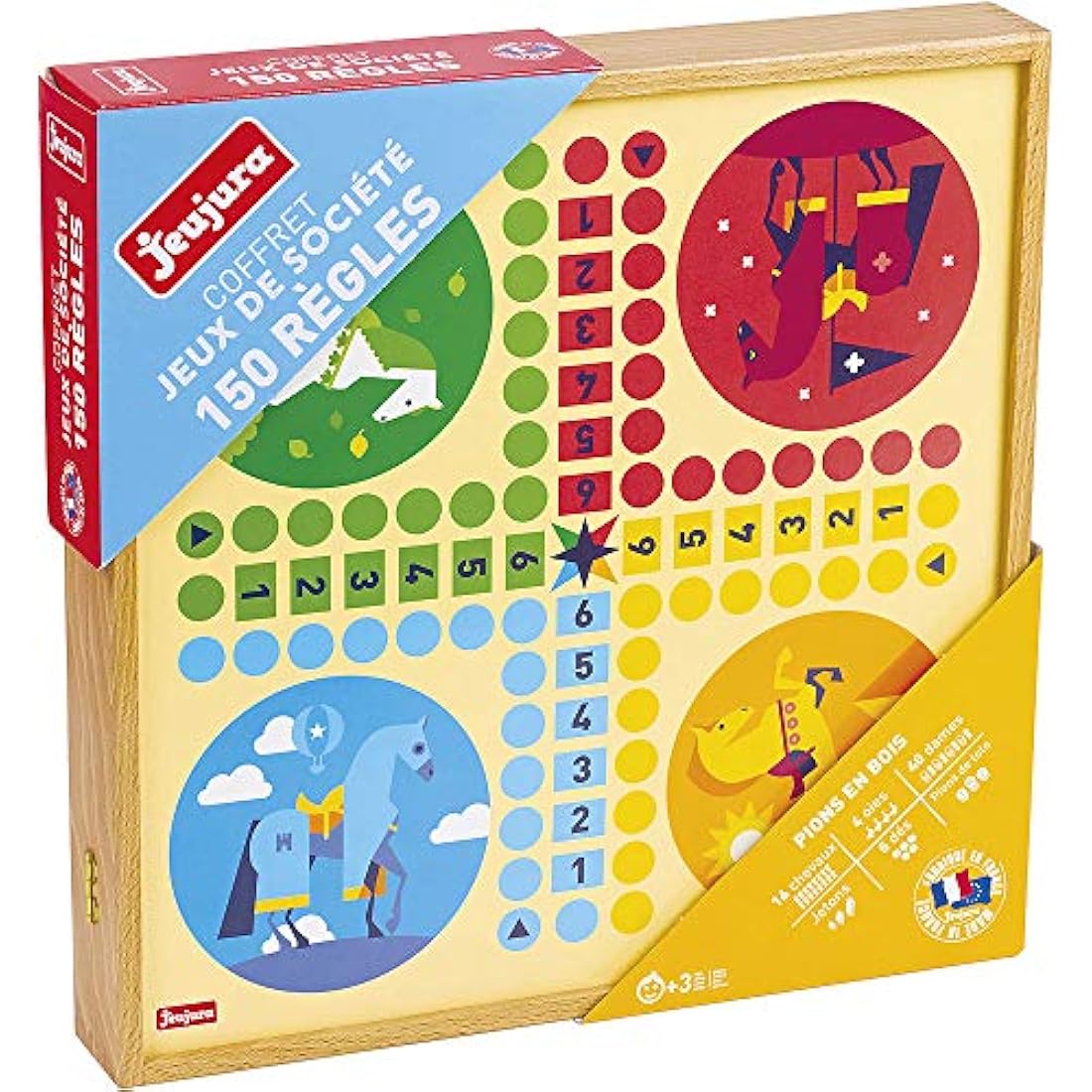 Jeujura Classic Game Set - 150 Rulers - Wooden Checkers