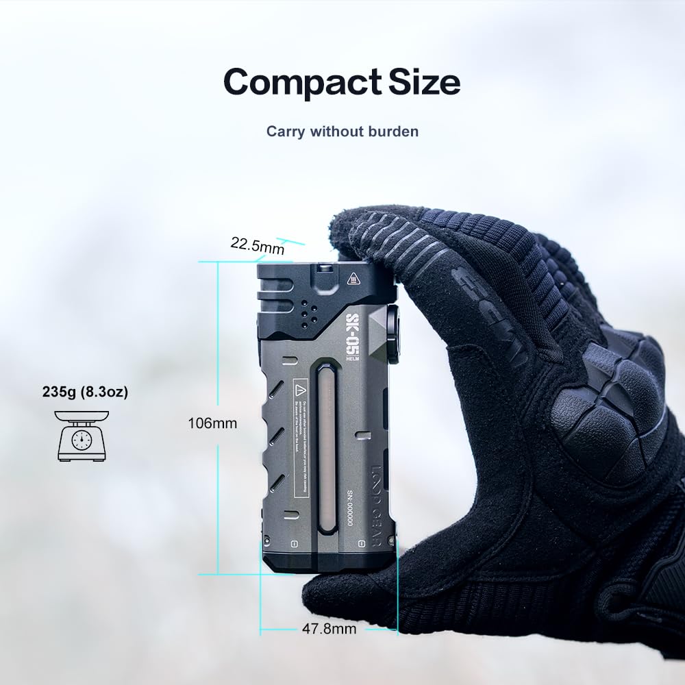 LOOP GEAR SK05 Pro Rechargeable Flat LED Torch with 8000mAh Power Bank, 4360 High Lumens, 10 Lighting Modes, Floodlight & Spotlight, IP68 Bright Flashlight for Camping,Hiking, Emergency & Survival