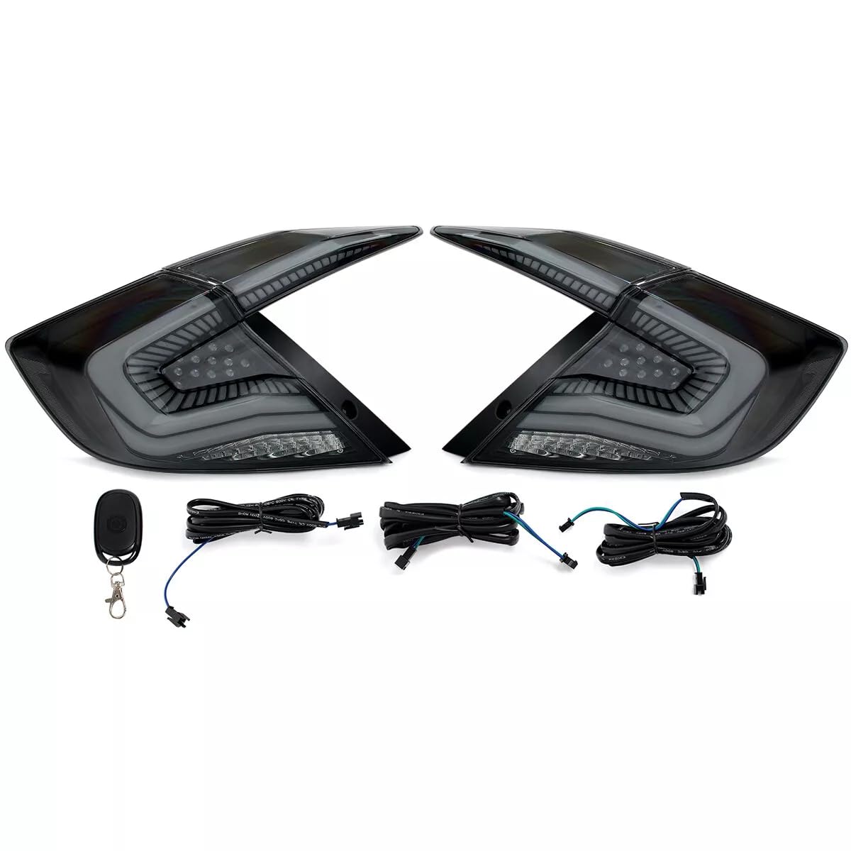 Archaic LED Rear Lights Compatible with 10th Honda Civic Type R Hatchback FK7 FK8 2016-2020, with Sequential Turn Signal, Animation DRL, Pair