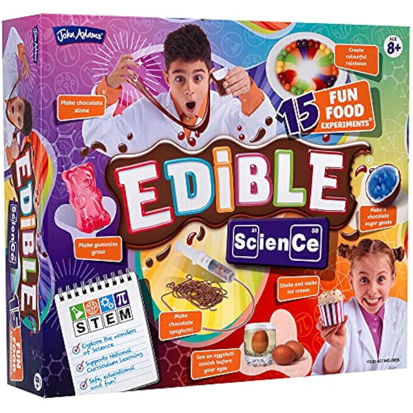 John Adams Edible Science Kit: 15 Fun Food Experiments | STEM Toy | Age 8+ | Create, Eat & Enjoy Food Such As Chocolate Spaghetti, Edible Slime & Sugar Crystal Geode | Gift Idea Birthday, Christmas