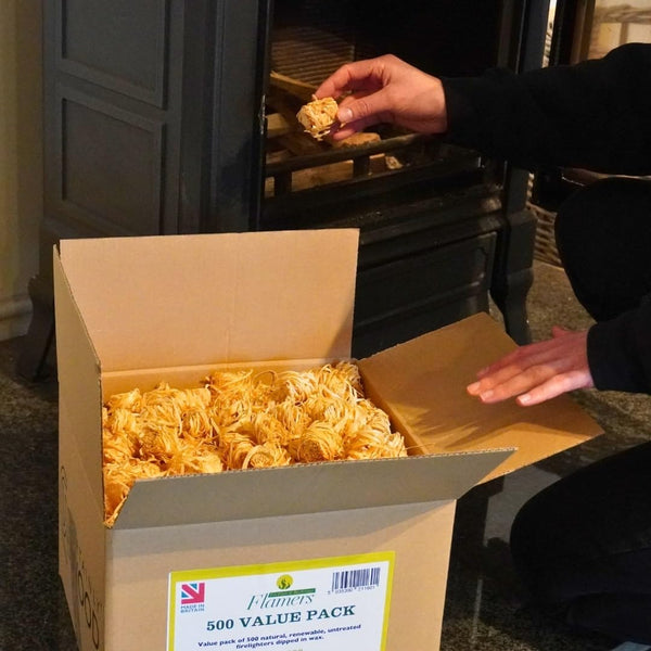 Flamers Natural Firelighters 500 Value Pack - Fire Lighters for Wood Burner Firepit Bbq Pizza Oven Fireplace Chimenea Barbecue Fire Starter -