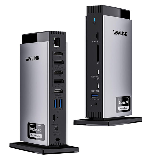 WAVLINK USB C Docking Station with 3 HDMI, Displaylink Laptop Dock Triple Monitor 4K60Hz, 100W Charging for M1 M2 M3 M4 Mac and Windows, 5 USB Ports, 2DP, 1Gbps Ethernet Port, Audio/Mic, SD/TF