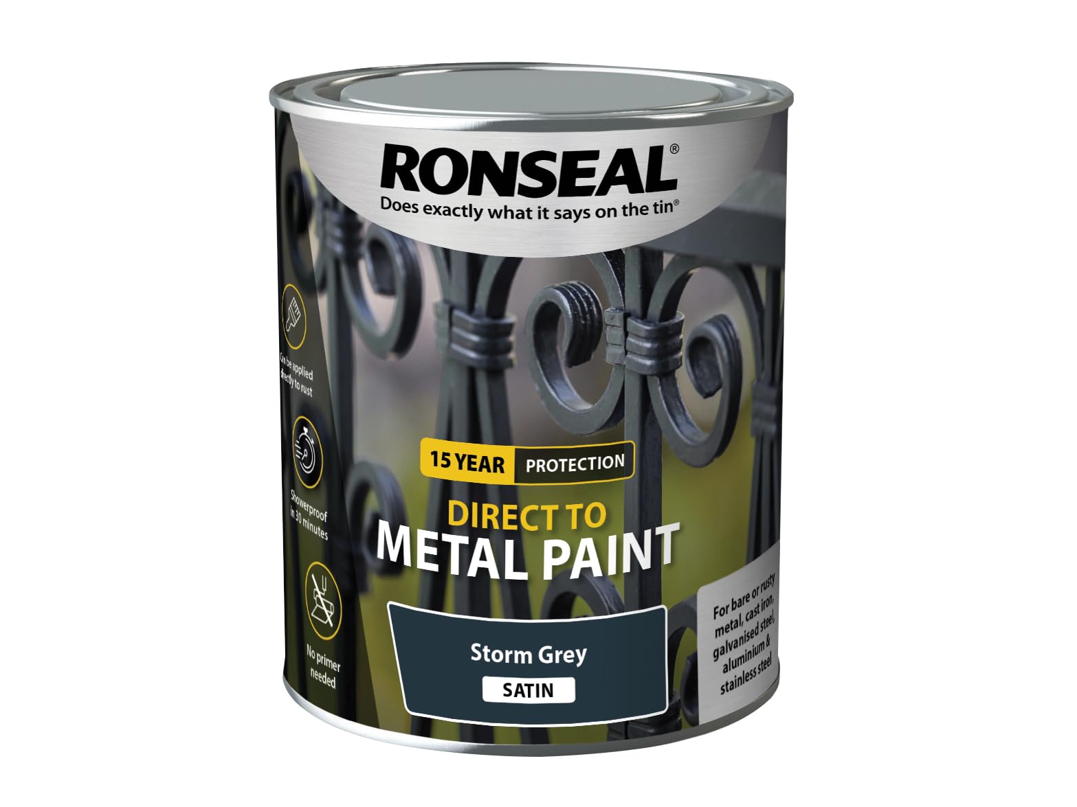 RONSEAL Direct to Metal Paint Storm Grey Satin 750ml