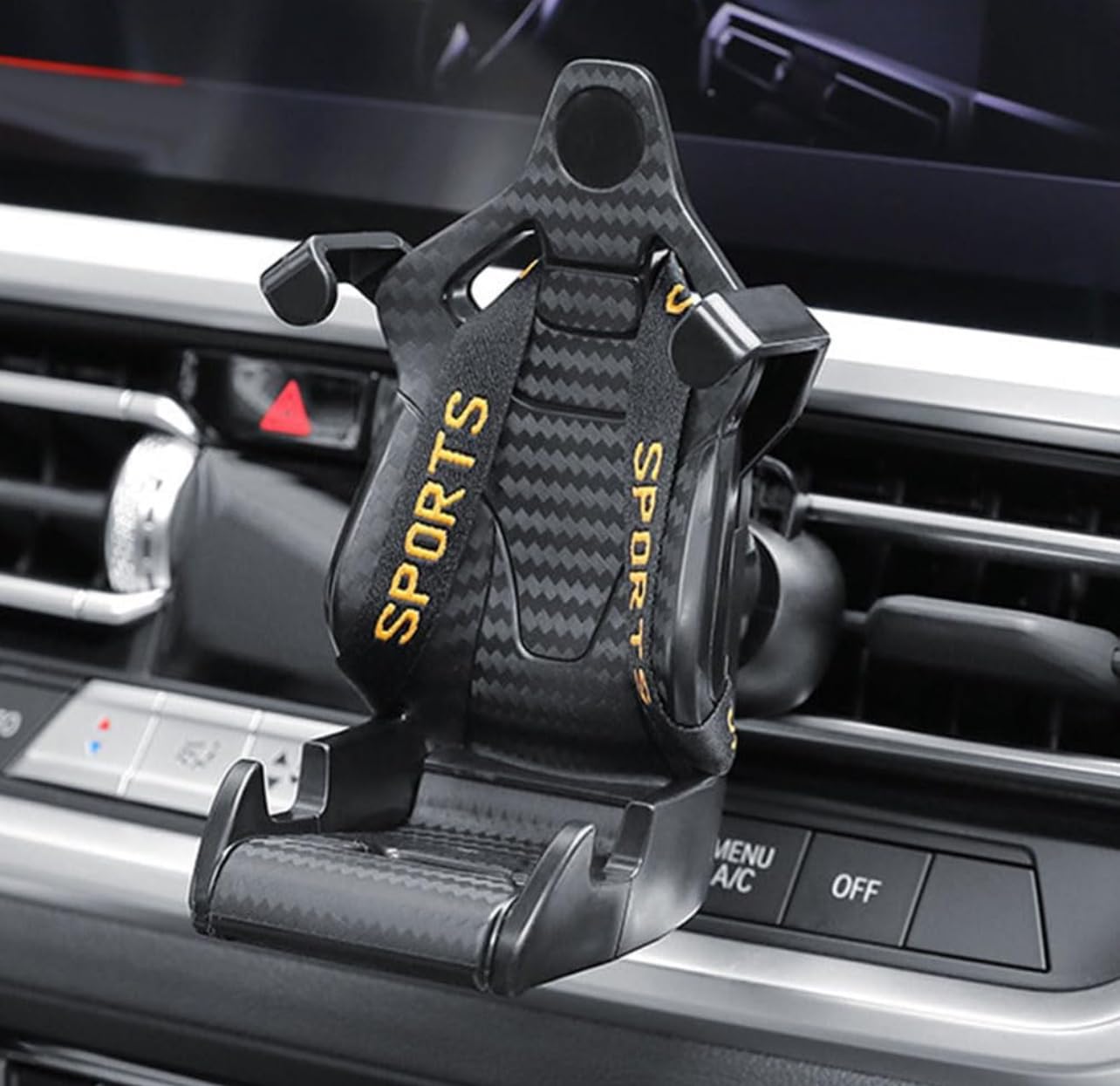 Car Phone Holder Air Vent Mount – Racing Seat Style with Safety Belt, 360° Adjustable Cradle, Universal Fit for iPhone, Samsung, Android, And More, 2025 New Auto Accessories (Red)