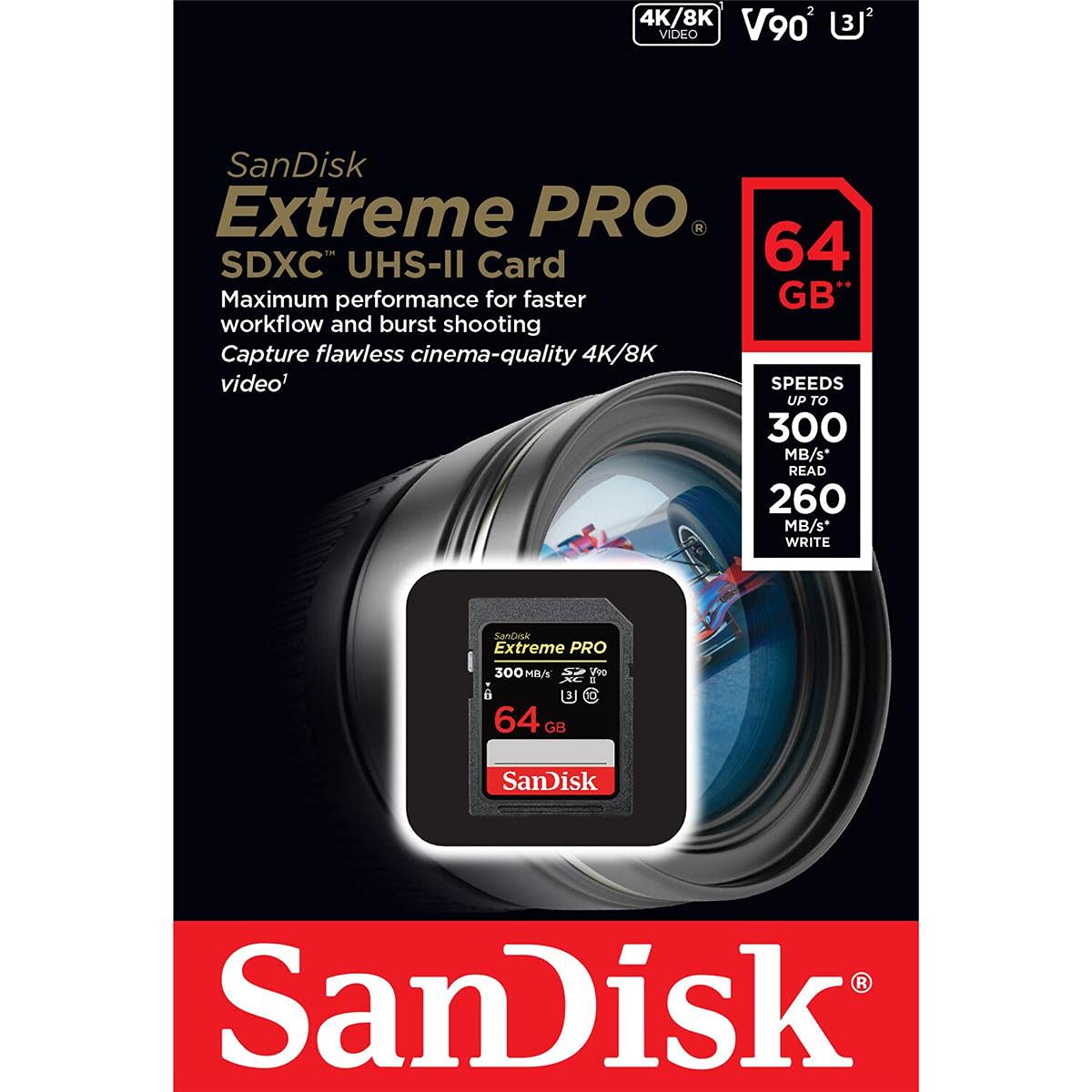 SanDisk 128GB Extreme PRO SDXC card, SD Card, V30 Memory Card, 4K UHD, up to 200 MB/s, SanDisk QuickFlow Technology, RescuePro Deluxe Data Recovery Software, UHS-I, Class 10, U3, V30